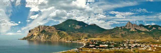 Фото Крым. Панорама. Вид на Карадаг и поселок Коктебель
