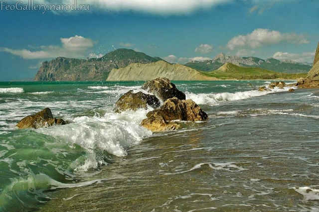 Фото Крым. Вид на Тихую бухту, мыс Хамелеон и Карадаг